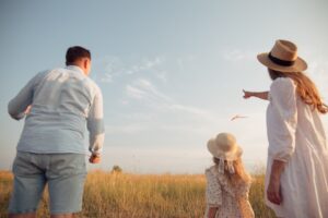 family in a field