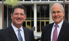 John Rustin and Jere Royall in front of North Carolina Legislative Building