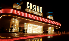 Exterior of a casino lit up at night