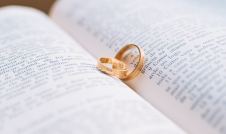 Wedding rings on a bible