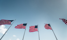 American flags on flag poles