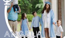 Angela Sullivan and her family walking at UNC Chapel Hill