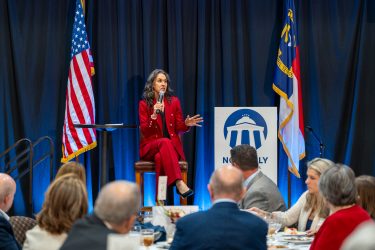 Katy Faust speaking at NC Family's 2024 Winston Salem Dinner