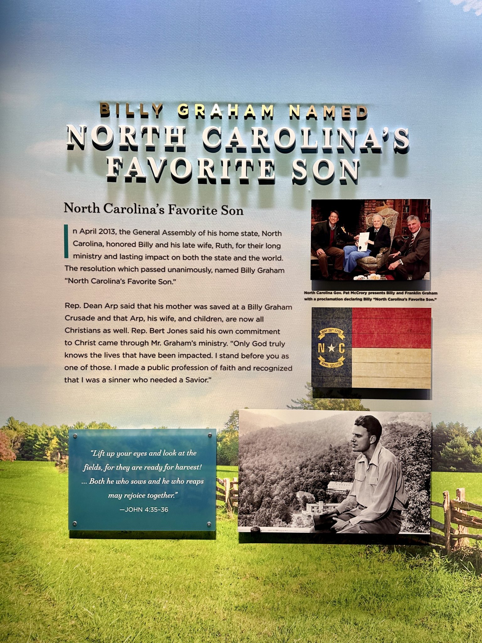 Picture of the North Carolina's Favorite Son display at the Billy Graham Library